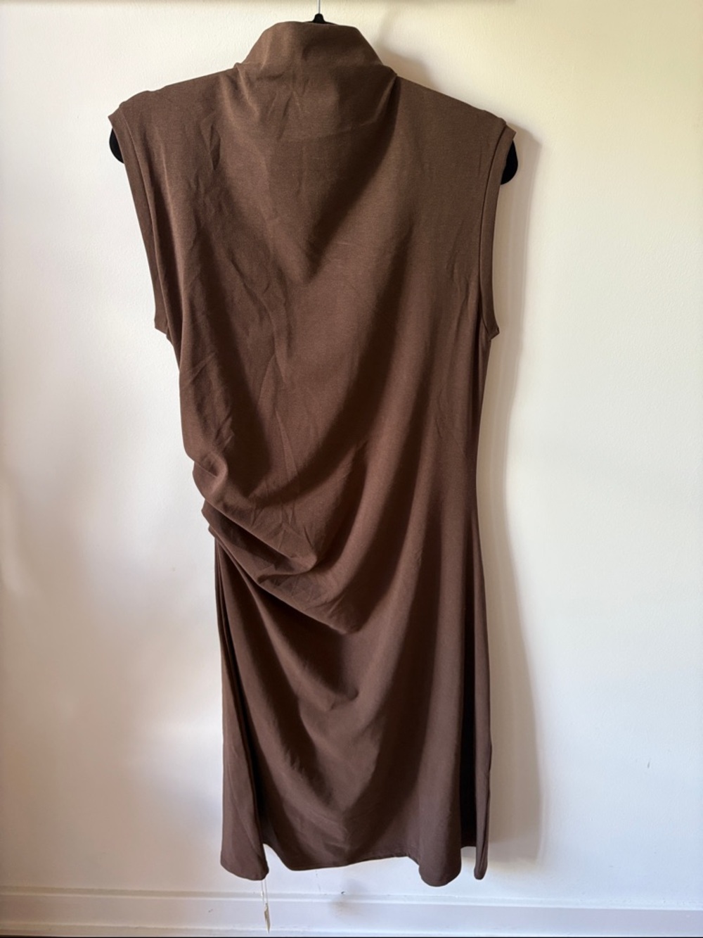 OGL Sleeveless Brown Ruched Midi Dress - Picture 7 of 8